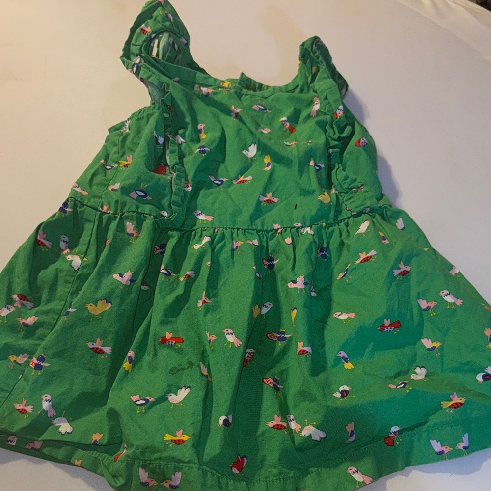 Hanna Andersson 130 8 girls Green Tunic with Colorful Bird Print